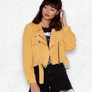 K. Zell Women's Crop Blazer Size‎ S Mustard Yellow NEEDS FIX Jacket Corduroy
